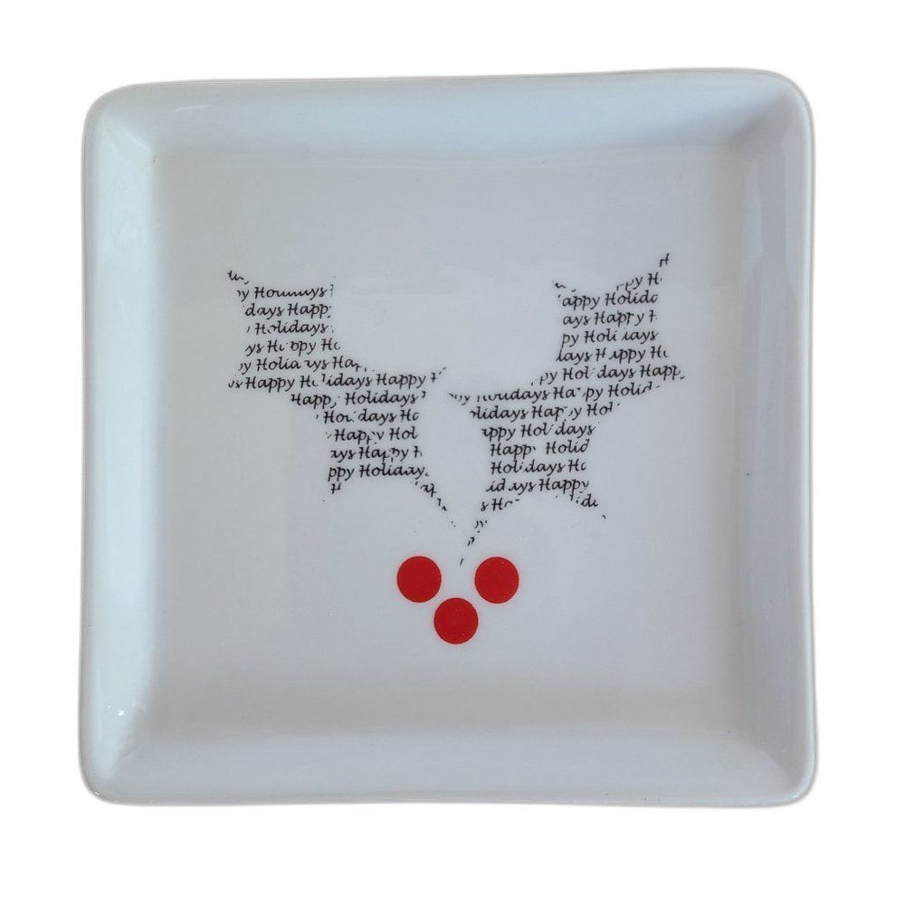 Bia Christmas Motif Holly Leaves and Berries Mini Plate Platter Dish